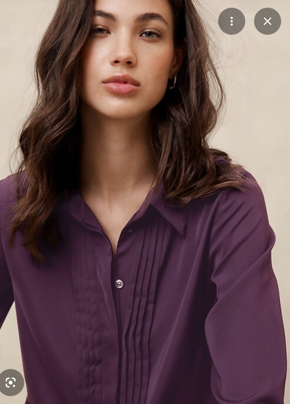 Banana Republic Factory Tuxedo Pleated Front Blouse Deep Highland Purple